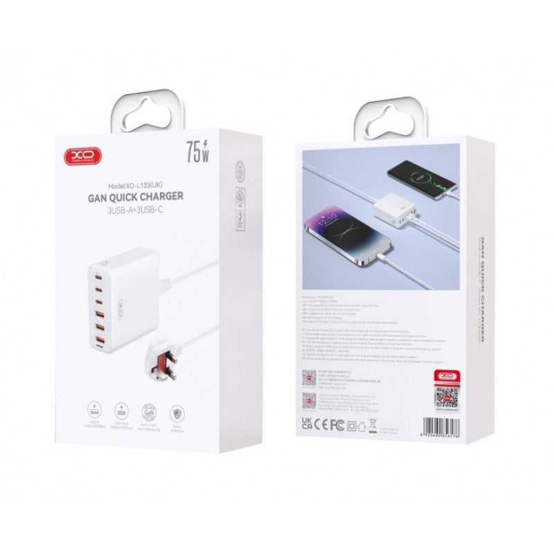 XO L133EU 75W GaN Desktop Fast Phone Charger XO L133EU 75W GaN Desktop Fast Phone Charger